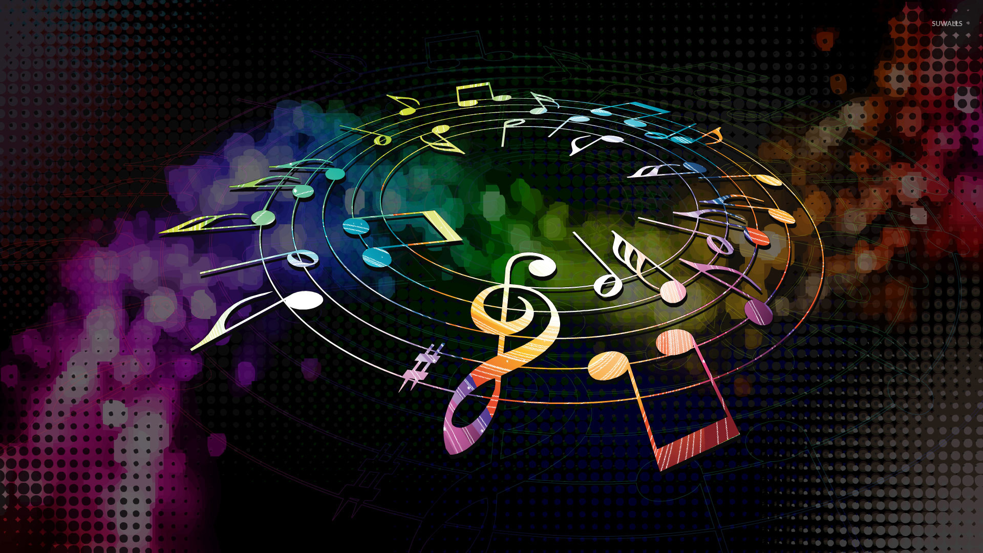 Colorful Musical Notes Wallpaper - Music Notes , HD Wallpaper & Backgrounds