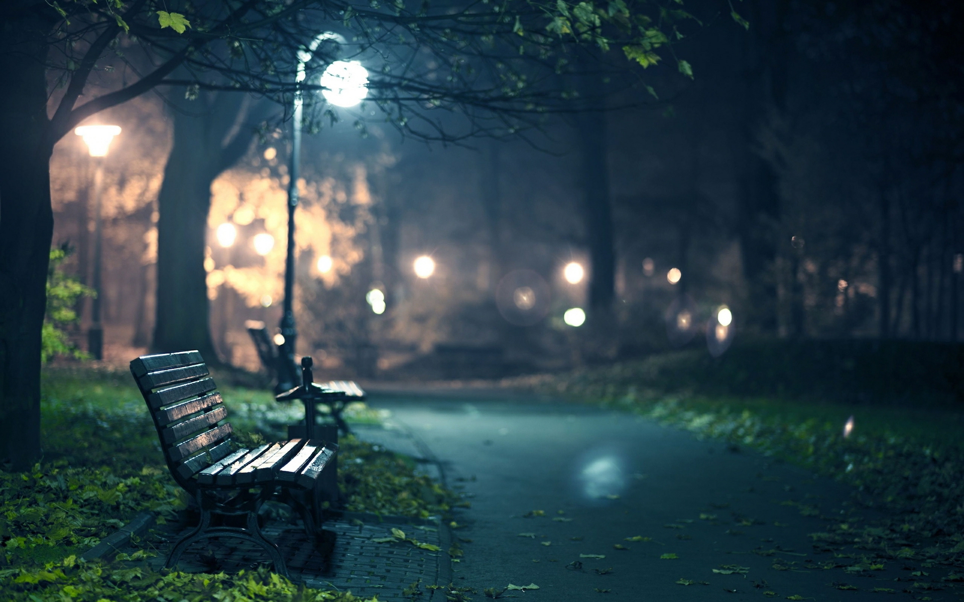 Free Download Computer Wallpaper Hd For Desktop - Park Bench At Night , HD Wallpaper & Backgrounds