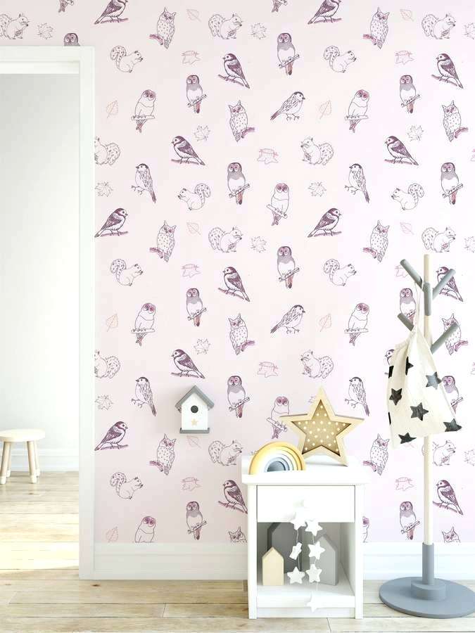 On The Trees Forest Animal Wallpaper Mural Pink In - Quarto De Bebe Ursinha , HD Wallpaper & Backgrounds