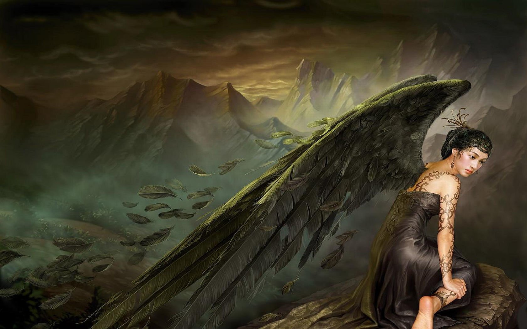 Hd Wallpaper - Fantasy Dark Angel Artwork , HD Wallpaper & Backgrounds