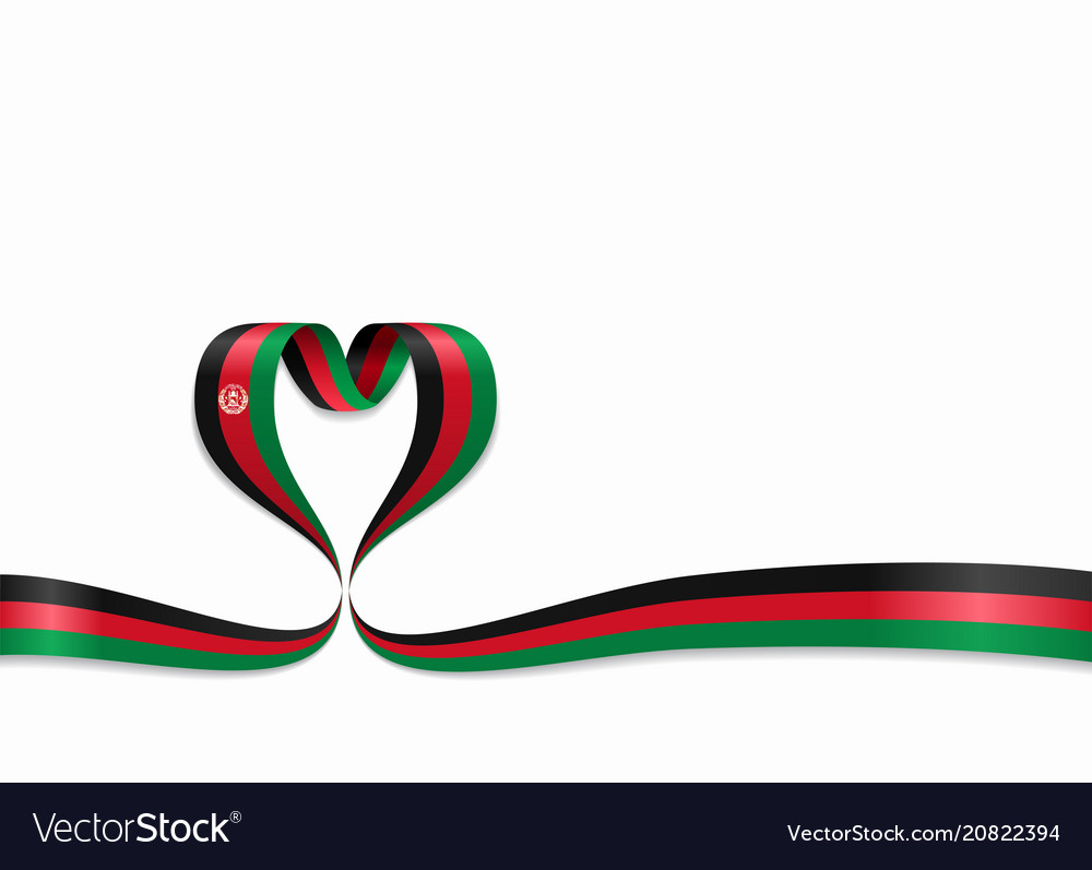 Afghanistan Flag Heart-shaped Ribbon Vector Image - Kenyan Flag Heart , HD Wallpaper & Backgrounds