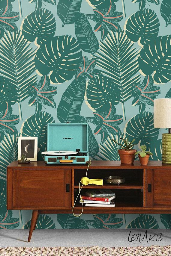 Very Green Nature-inspired Wallpaper With Leaves Pattern - Mobili Stile Anni 50 , HD Wallpaper & Backgrounds