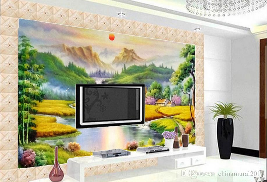 Custom Photo Wallpaper 3d Sunburst Falls Tv Backdrop - Wallpaper , HD Wallpaper & Backgrounds