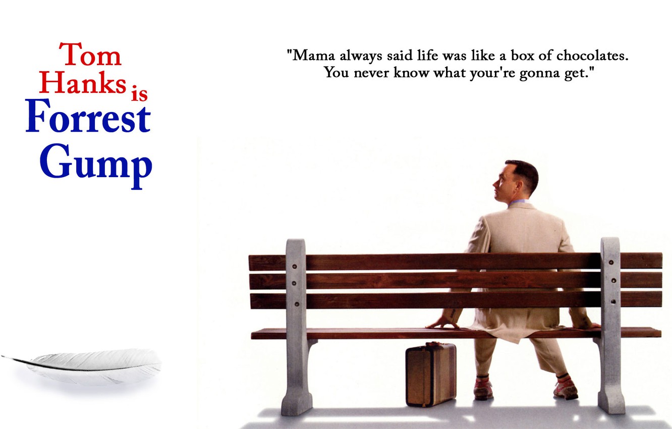 Photo Wallpaper Movie, Bench, Tom Hanks, Feather, Luggage, - Forrest Gump Movie Poster Hd , HD Wallpaper & Backgrounds