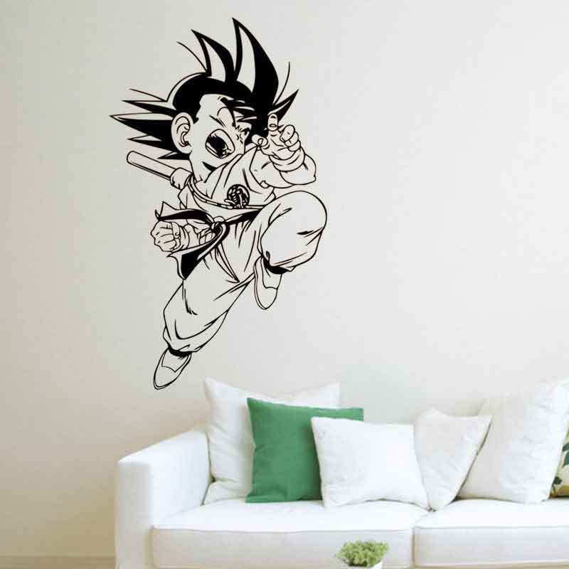 Cartoon Dragon Ball Sun Wukong Vinyl Wall Decal Home - Goku Drawing On Walls , HD Wallpaper & Backgrounds