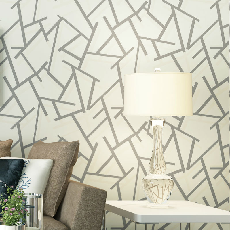 56 Sqf 10m Roll Simple Modern Style 3d Light Grey Geometry - Wall , HD Wallpaper & Backgrounds