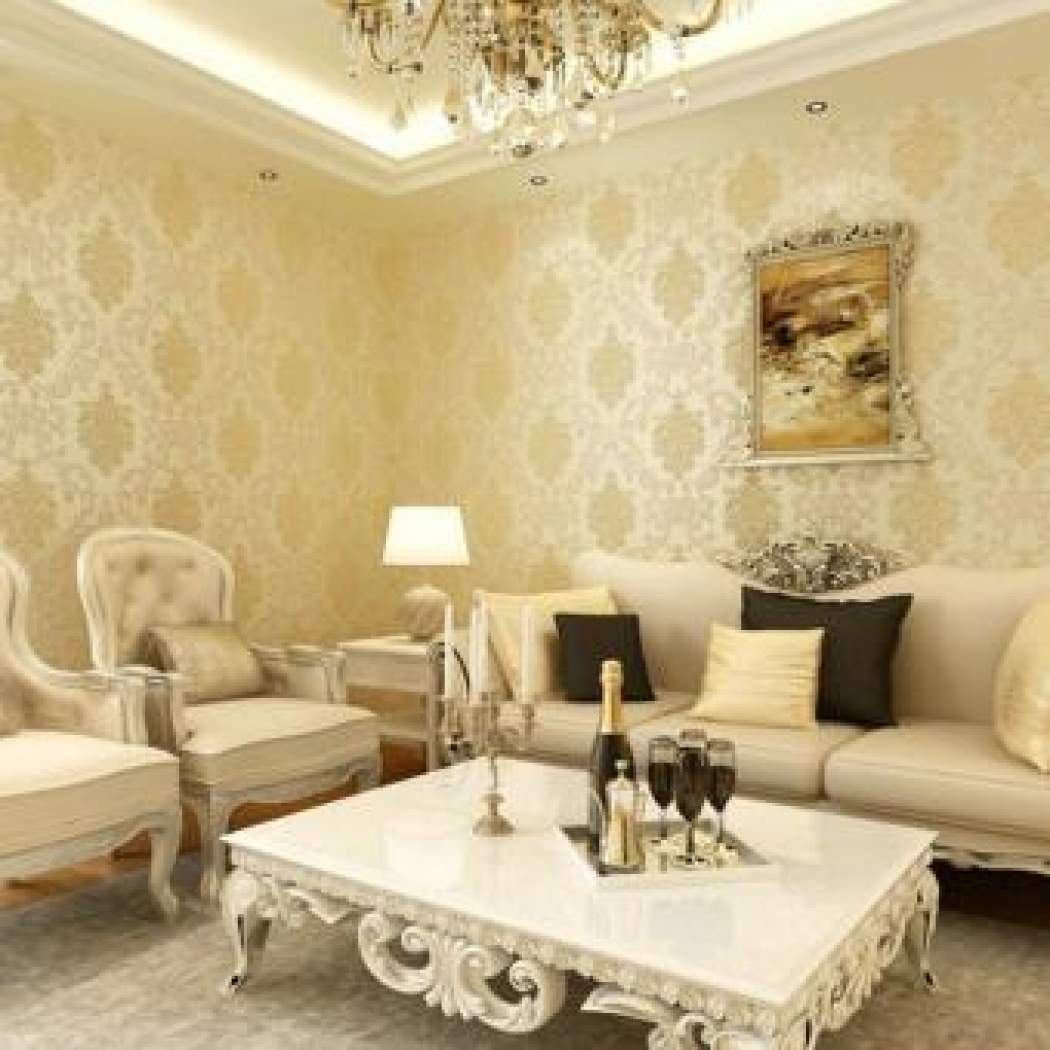 360dsc 10m Nonwovens Simple European Style 3d Wallpaper - Gold Wallpaper For Living Room , HD Wallpaper & Backgrounds