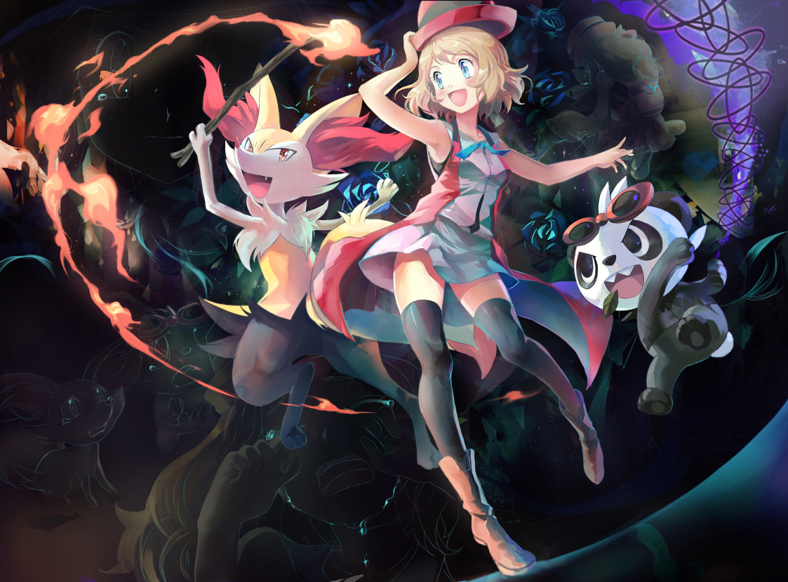 Pokémon X And Y Pokémon Sun And Moon Serena Ash Ketchum - Pokemon Serena's Braixen Arts , HD Wallpaper & Backgrounds