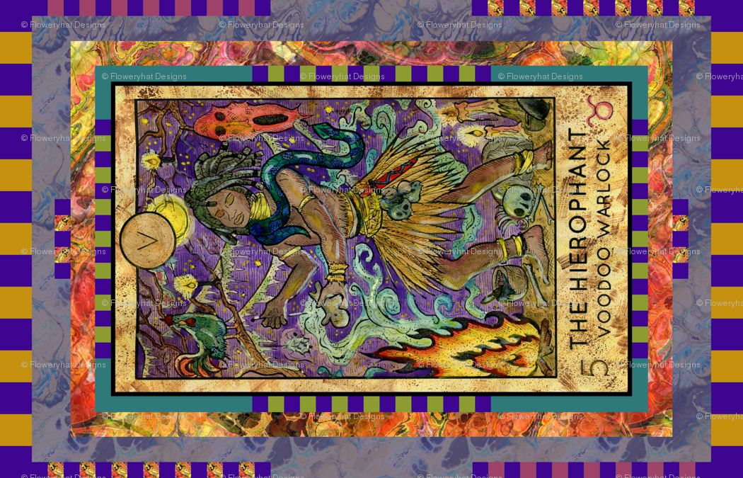 The Hierophant Voodoo Warlock Tarot Card Fat Quarter - Two Of Swords Ghost Tarot , HD Wallpaper & Backgrounds