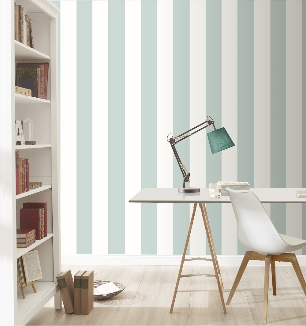 Rasch White And Duck Egg Stripe Wallpaper - Duck Egg & Grey , HD Wallpaper & Backgrounds