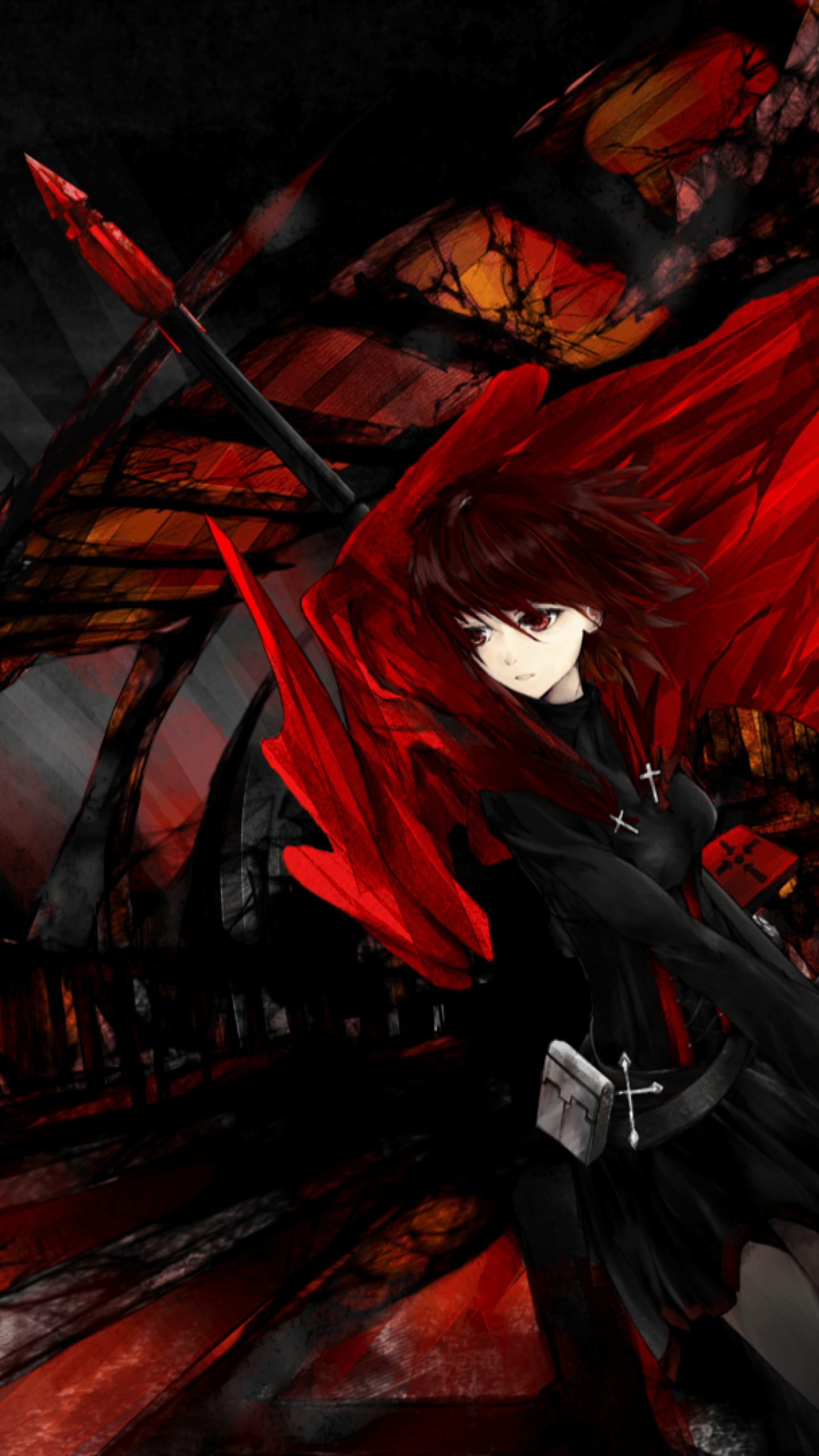 Red Wallpapers For Mobile - Black Rock Shooter Vs Ruby Rose , HD Wallpaper & Backgrounds