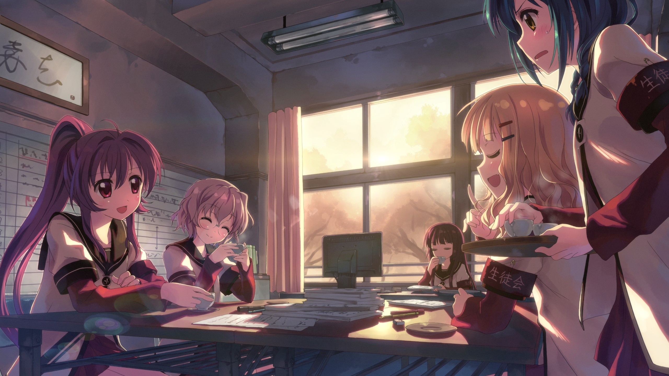Wallpaper Girls, Tea, Table, Window, Conversation, - Yuru Yuri , HD Wallpaper & Backgrounds