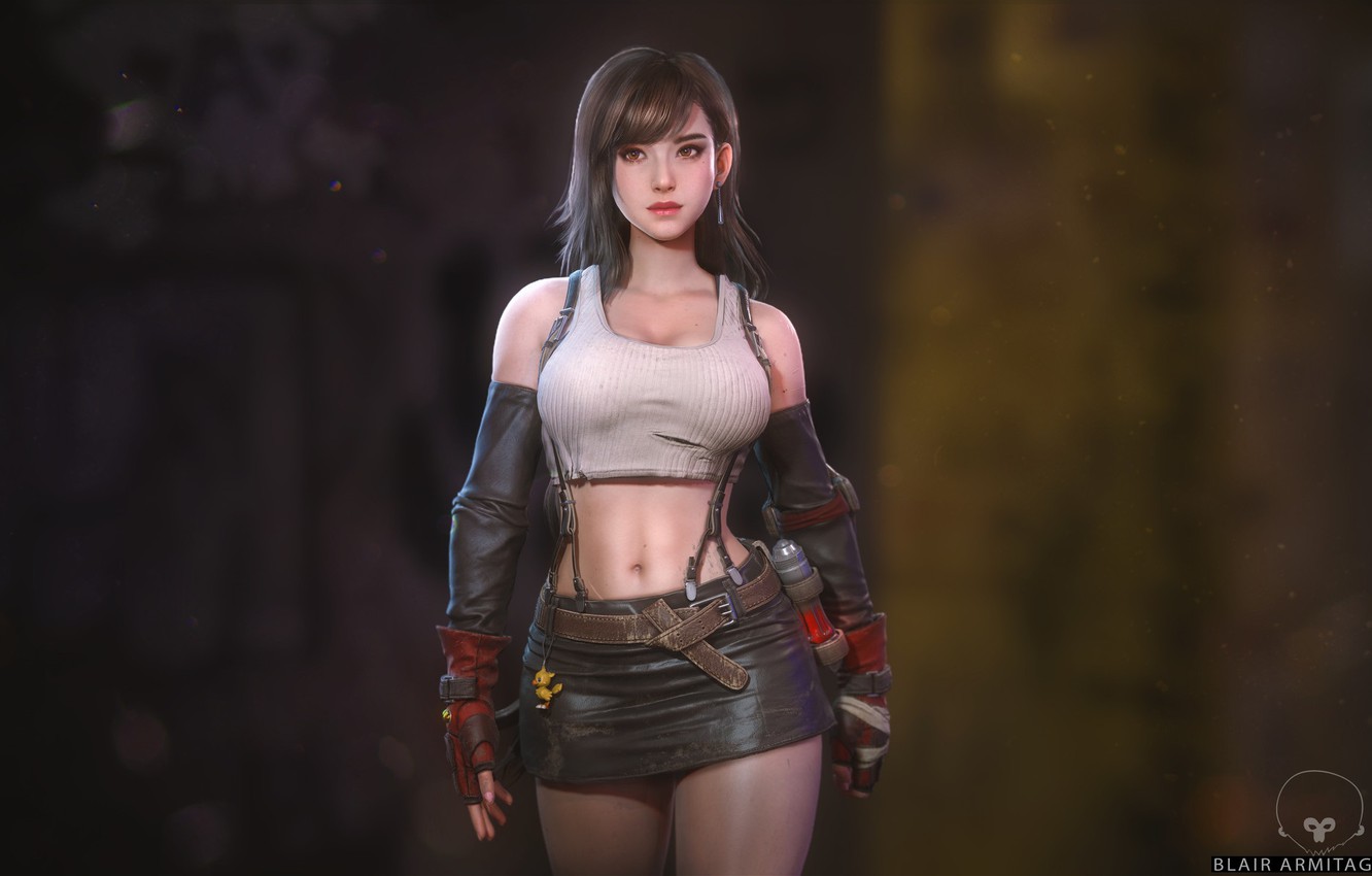 Photo Wallpaper Art, Final Fantasy, Ff7, Tifa Lockhart, - Final Fantasy 7 Wallpaper Tifa , HD Wallpaper & Backgrounds