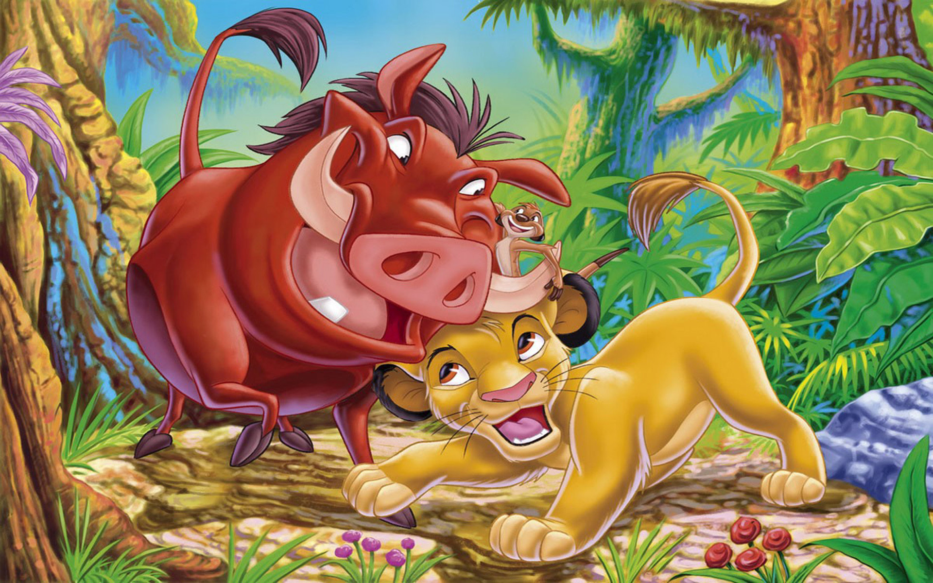 Pumbaa Timon And Simba , HD Wallpaper & Backgrounds