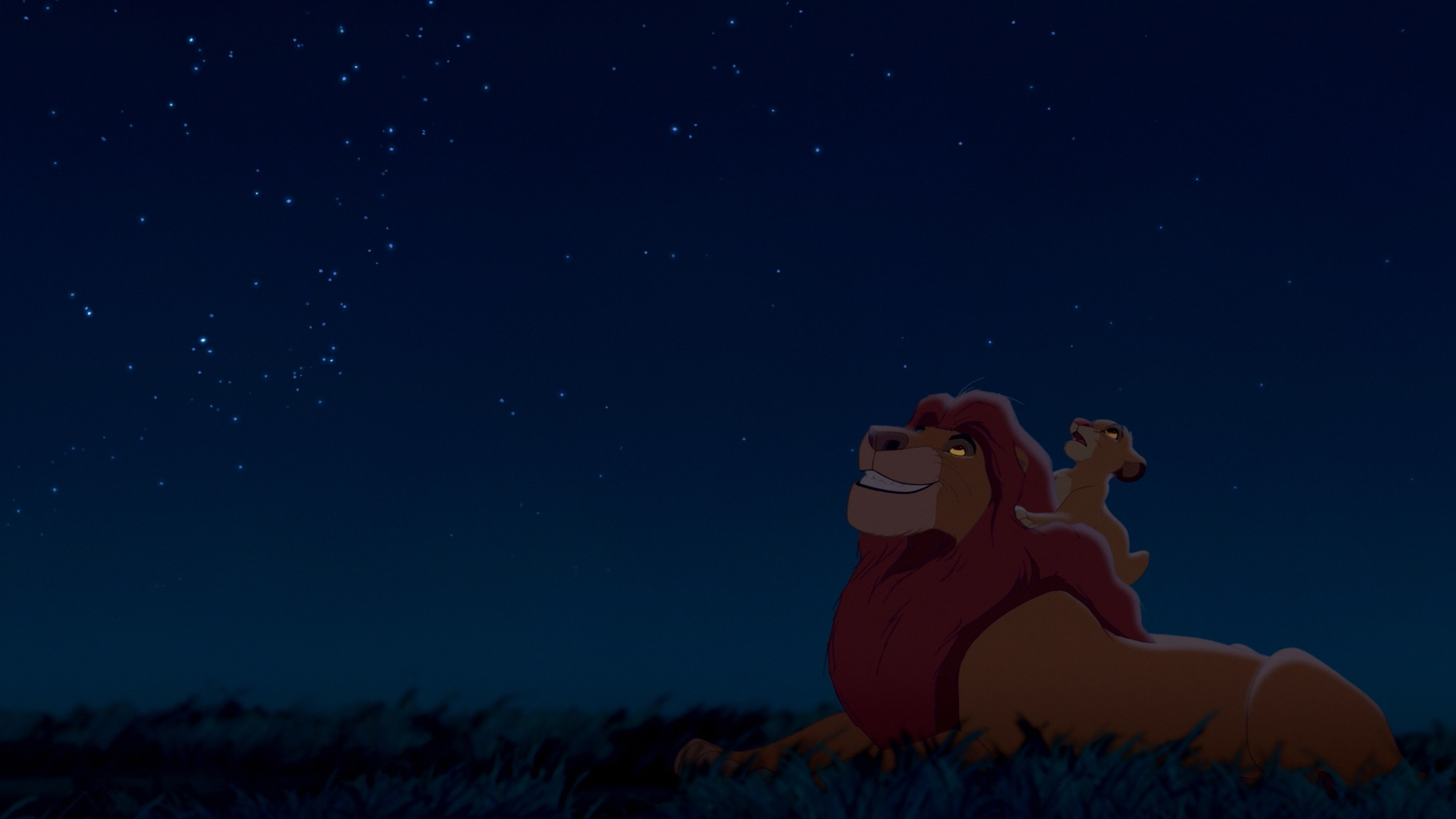 Simba And Mufasa At Night From Shadow Of Death - Simba And Mufasa Stars , HD Wallpaper & Backgrounds