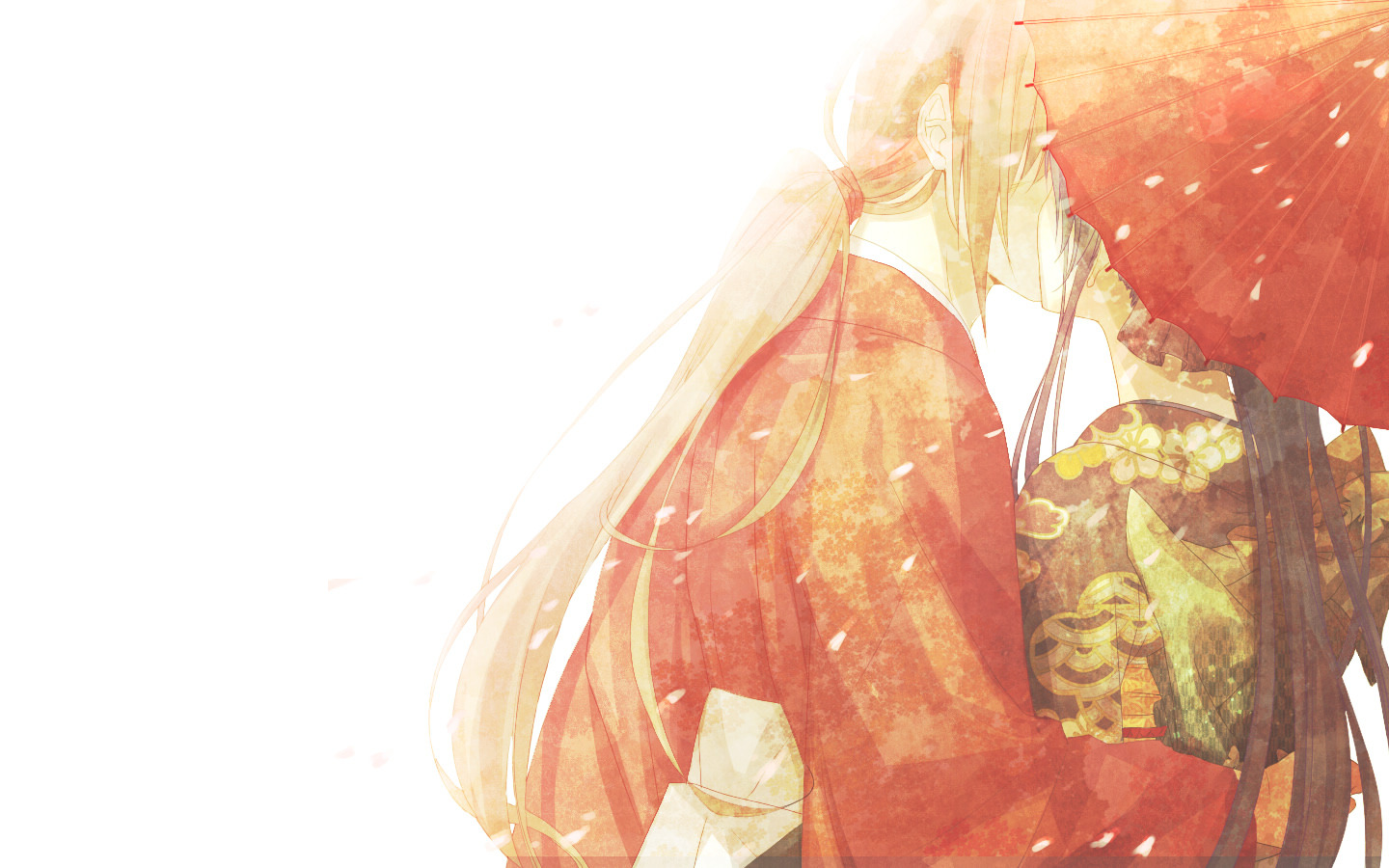 Anime, Traditional Clothing, Kissing, Umbrella, Rurouni - Kenshin Anime Himura Kaoru Rurouni Kenshin , HD Wallpaper & Backgrounds