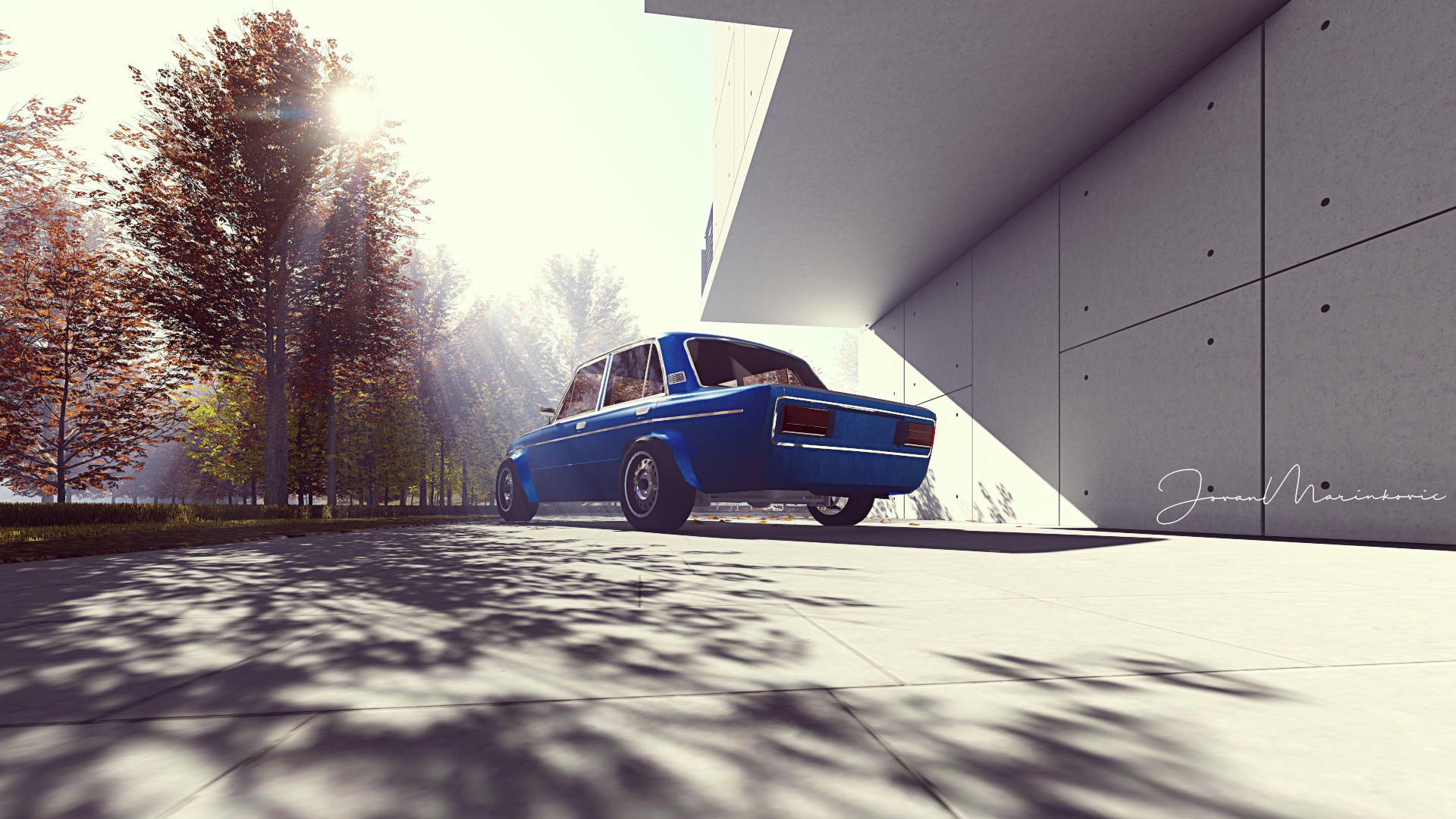 Lada Car Render Blue Old School Wheels Wallpaper And - Background For Car Render , HD Wallpaper & Backgrounds