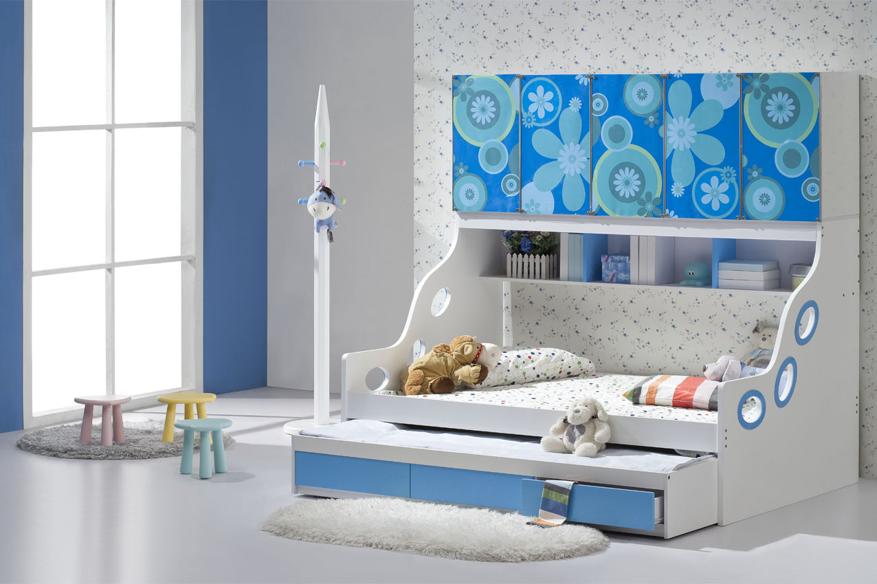 Fresh Aquatic Pop Up Trundle Bed Frame Idea With Gray - Kids Blue Trundle Bed , HD Wallpaper & Backgrounds