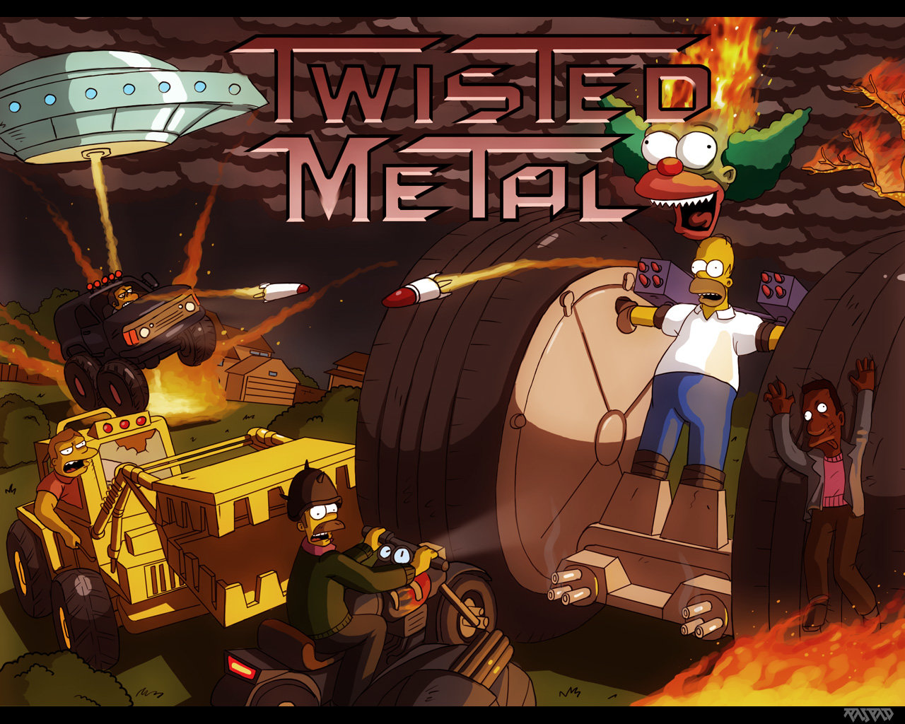 Best Twisted Metal Background Id - Twisted Metal Simpsons , HD Wallpaper & Backgrounds