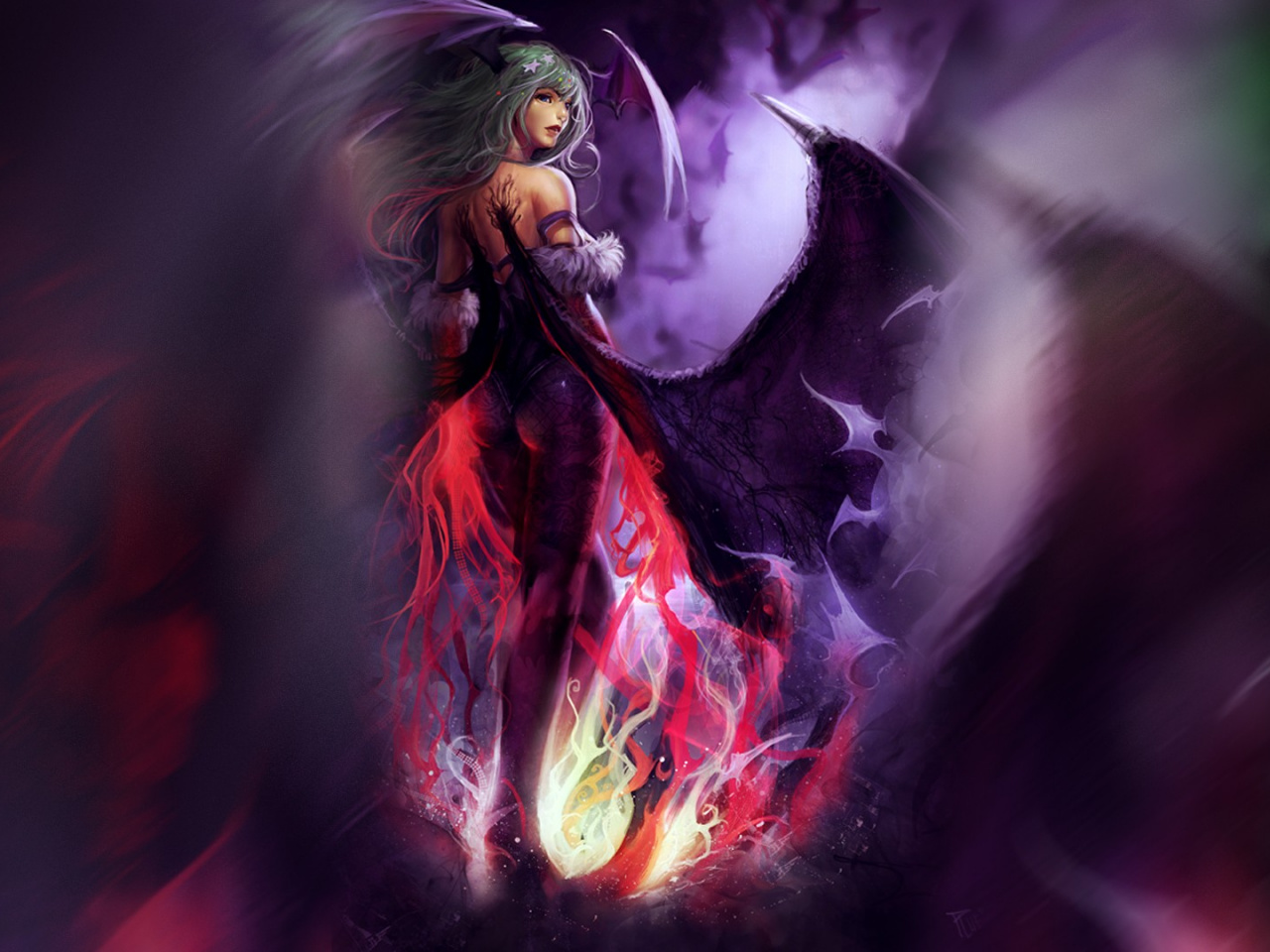 Darkness, Purple, Darkstalkers 3, Video Game, Supernatural - Realistic Demon Girl Anime , HD Wallpaper & Backgrounds