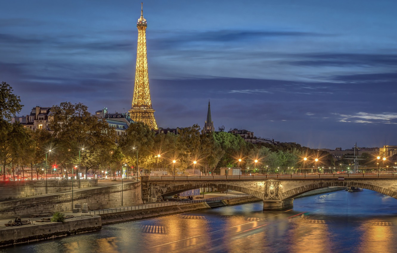 Photo Wallpaper Bridge, River, France, Paris, Eiffel - Eiffel Tower , HD Wallpaper & Backgrounds