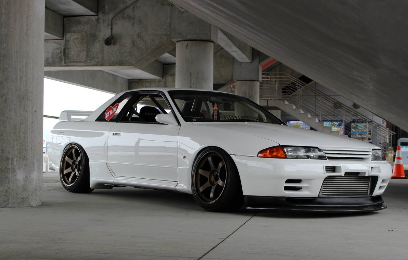 Photo Wallpaper Nissan, Turbo, White, Wheels, Skyline, - White R32 Skyline , HD Wallpaper & Backgrounds