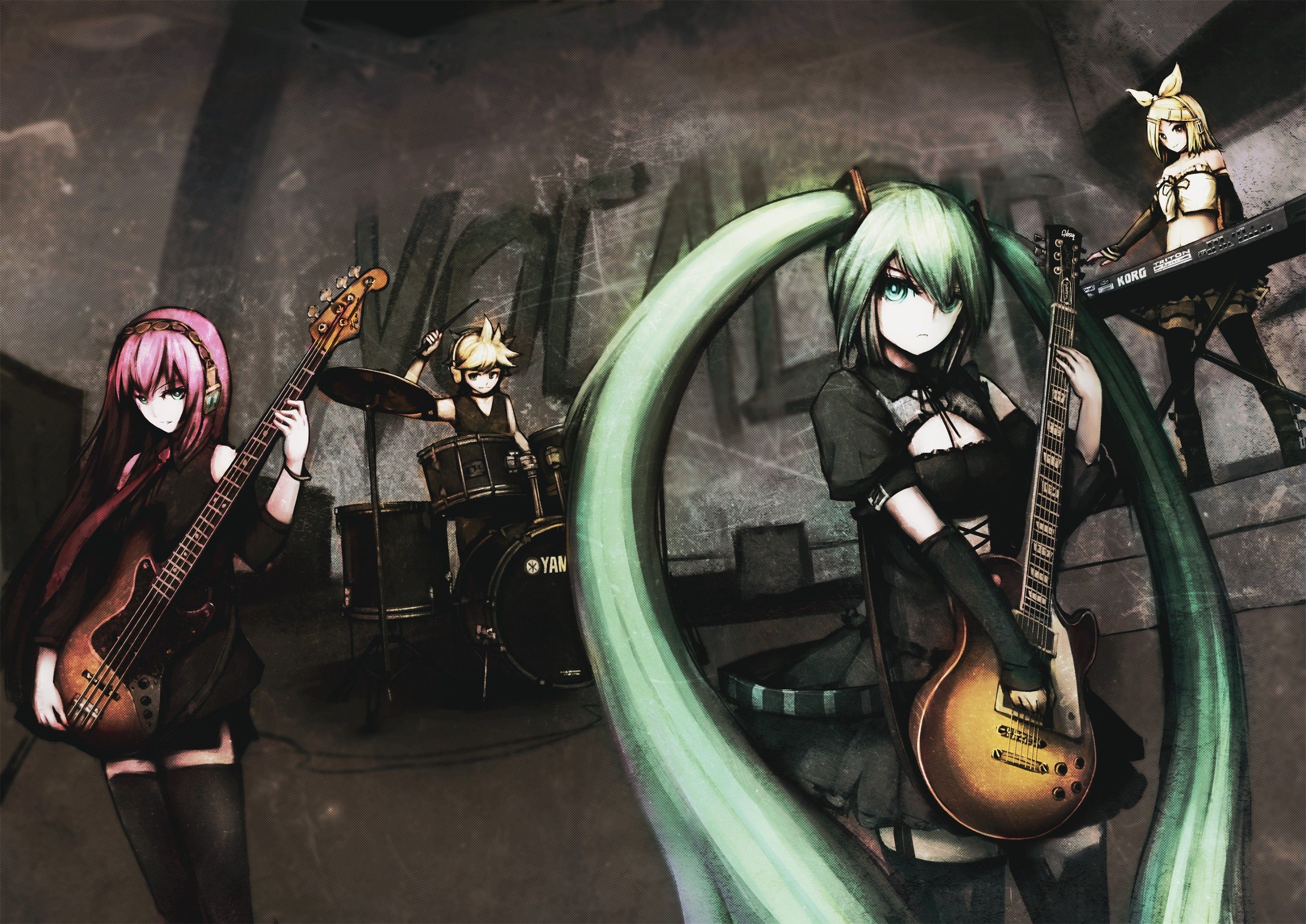 Crow Wallpaper From Gothic Wallpapers > - Pink Haired Anime Girl With Guitar , HD Wallpaper & Backgrounds