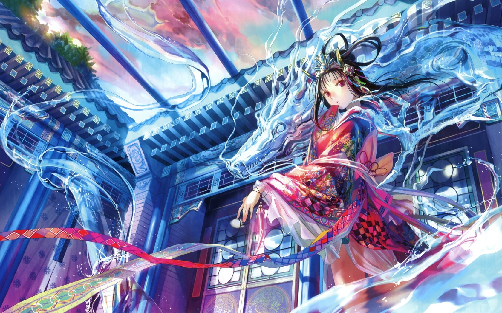 Mai Shiranui Anime Hot Anime Hd Art - Anime Girls With Dragons , HD Wallpaper & Backgrounds