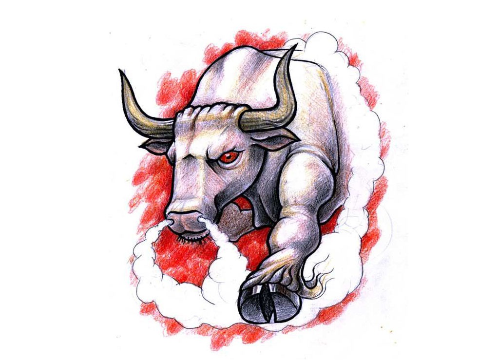 Drawn Bull Fierce Bull - Angry Bull Tattoo Design , HD Wallpaper & Backgrounds