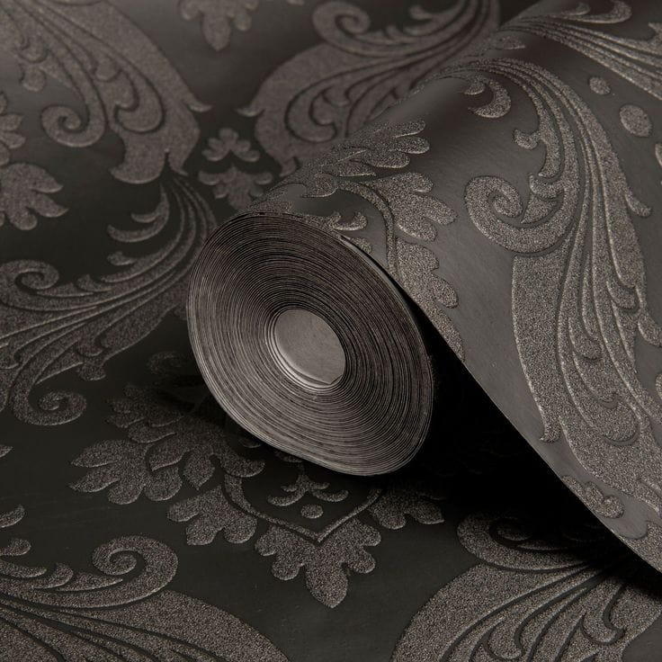 0508200003 08 Flock Wallpaper - Black And Grey Wallpaper B&q , HD Wallpaper & Backgrounds