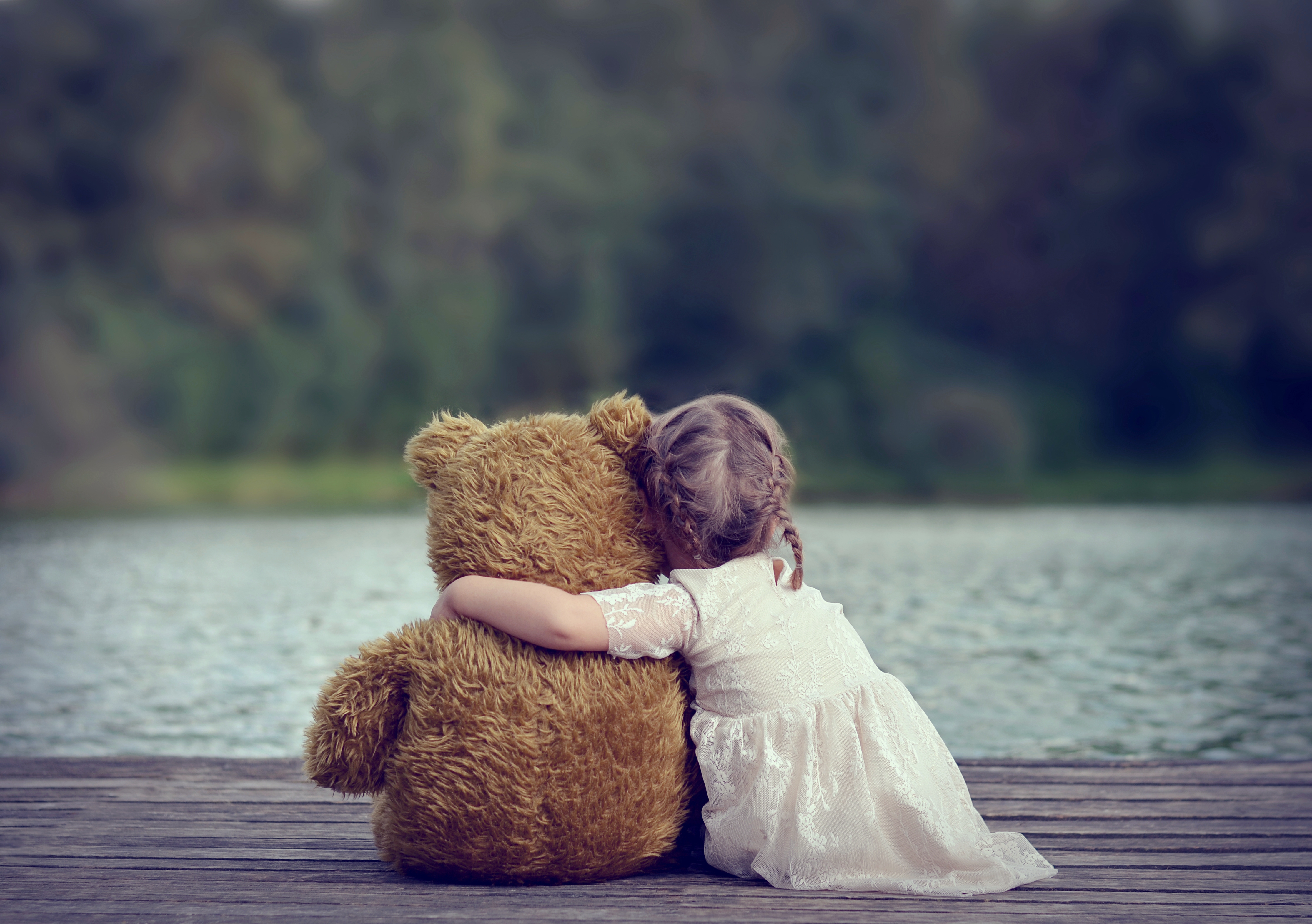 Cute Baby Girl With Best Friend Teddy - Little Girl And Teddy Bear , HD Wallpaper & Backgrounds