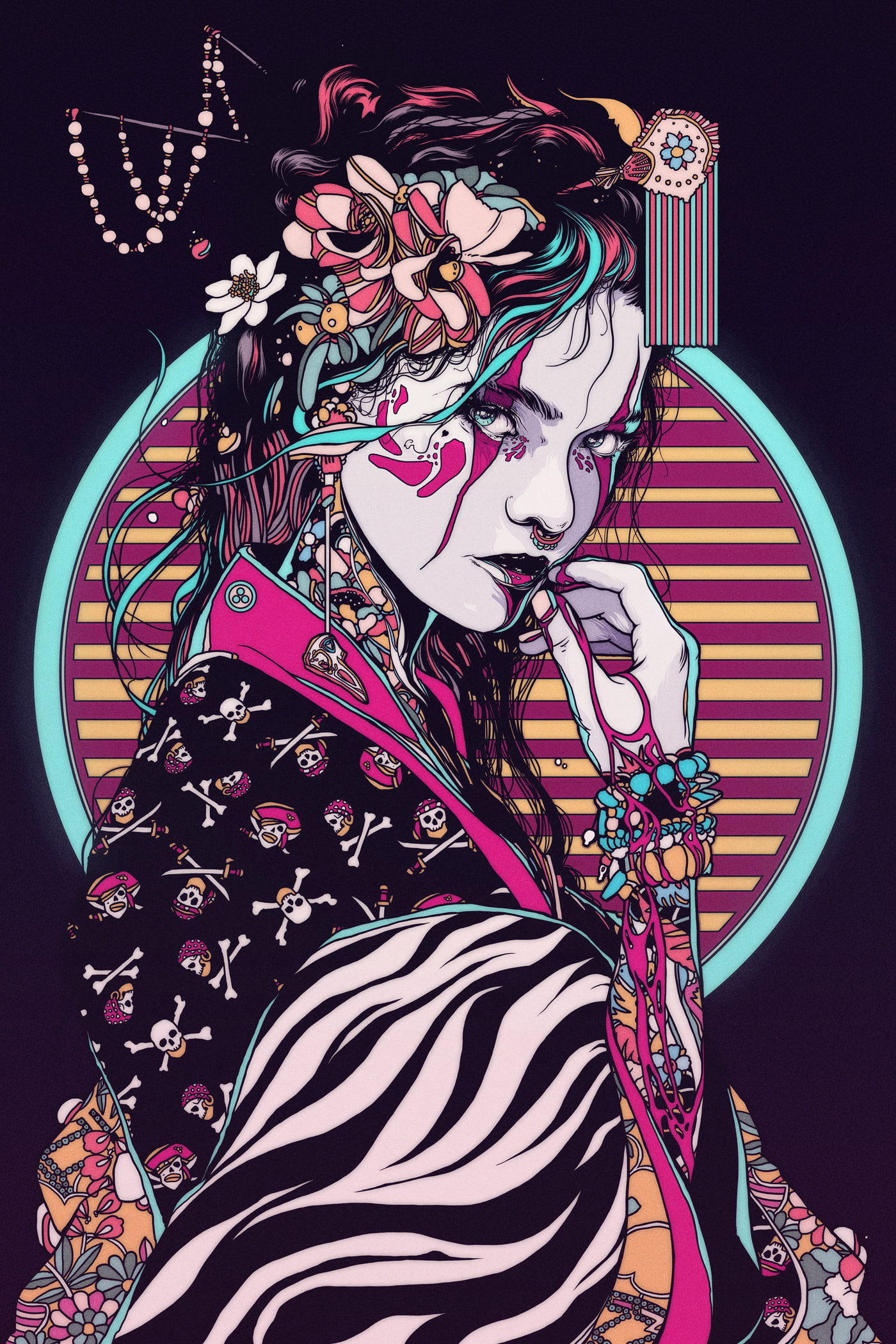 Conrado Salinas, Women, Geisha, Kimono, Artwork, Illustration - Conrado Salinas , HD Wallpaper & Backgrounds