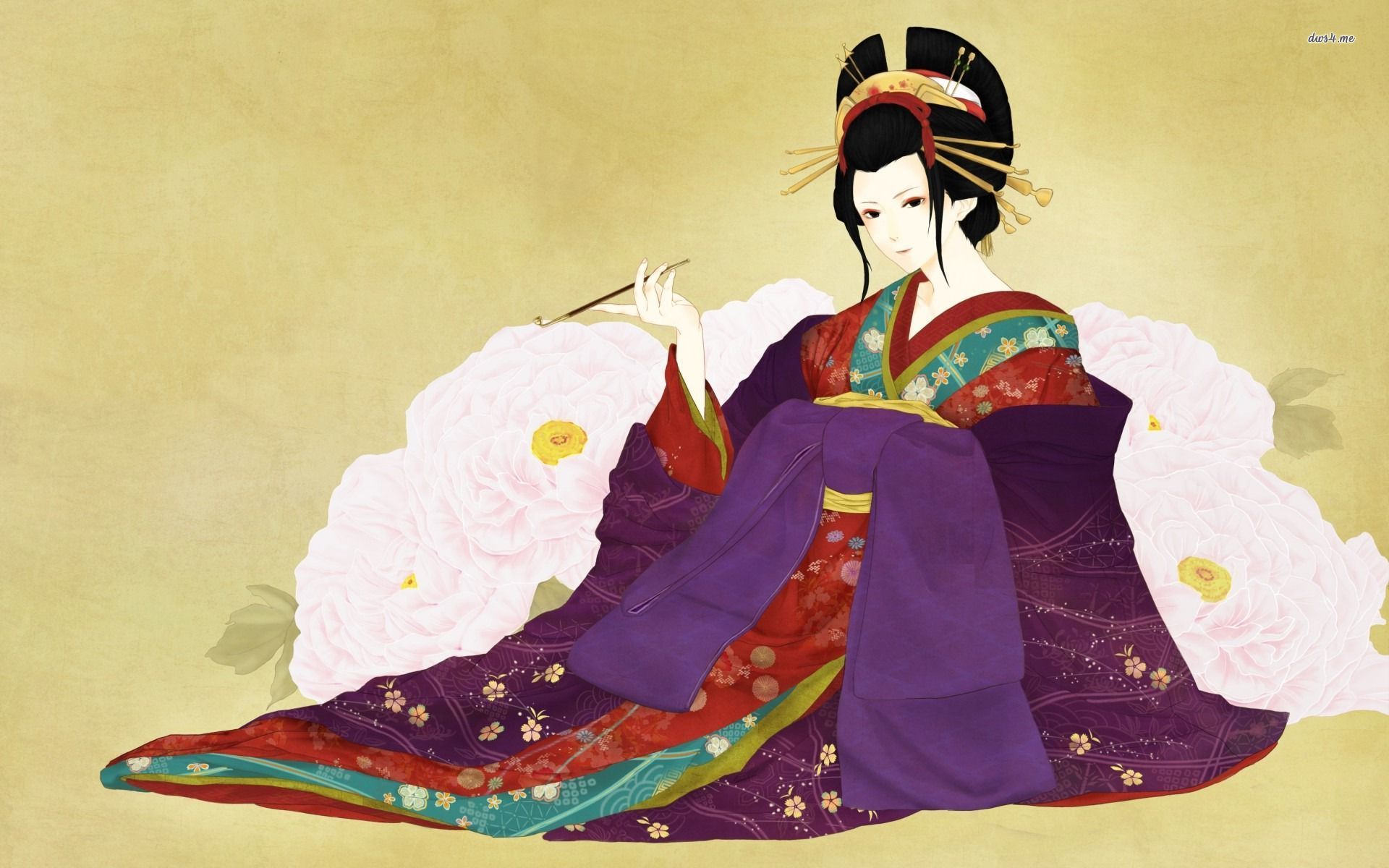 Geisha - Geisha Traditional Art Background , HD Wallpaper & Backgrounds