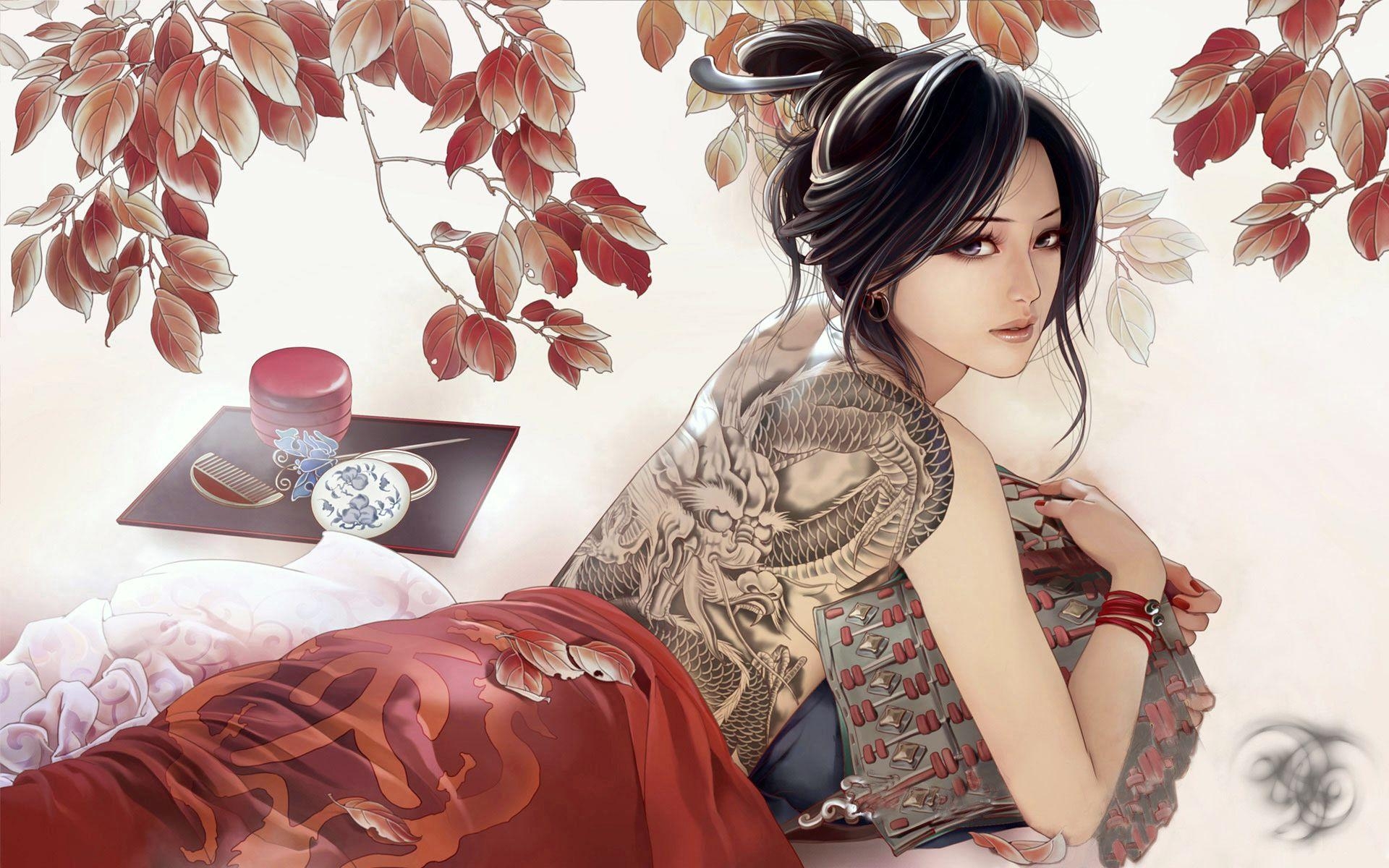 Desktop Wallpaper Memoirs Of A Geisha - Anime Girls With Tattoos , HD Wallpaper & Backgrounds