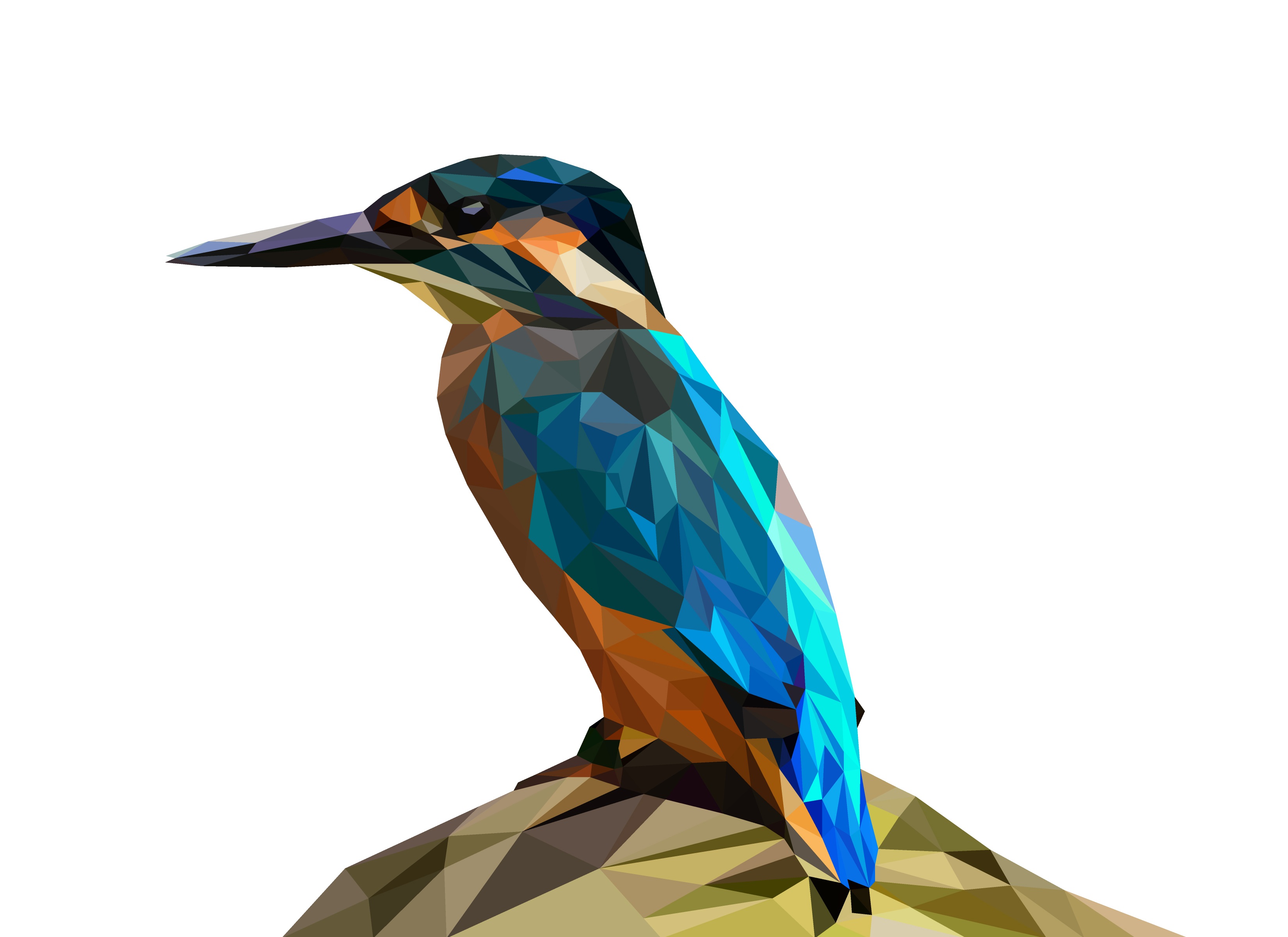 Kingfisher Wallpaper - Low Poly Illustrator Triangle , HD Wallpaper & Backgrounds