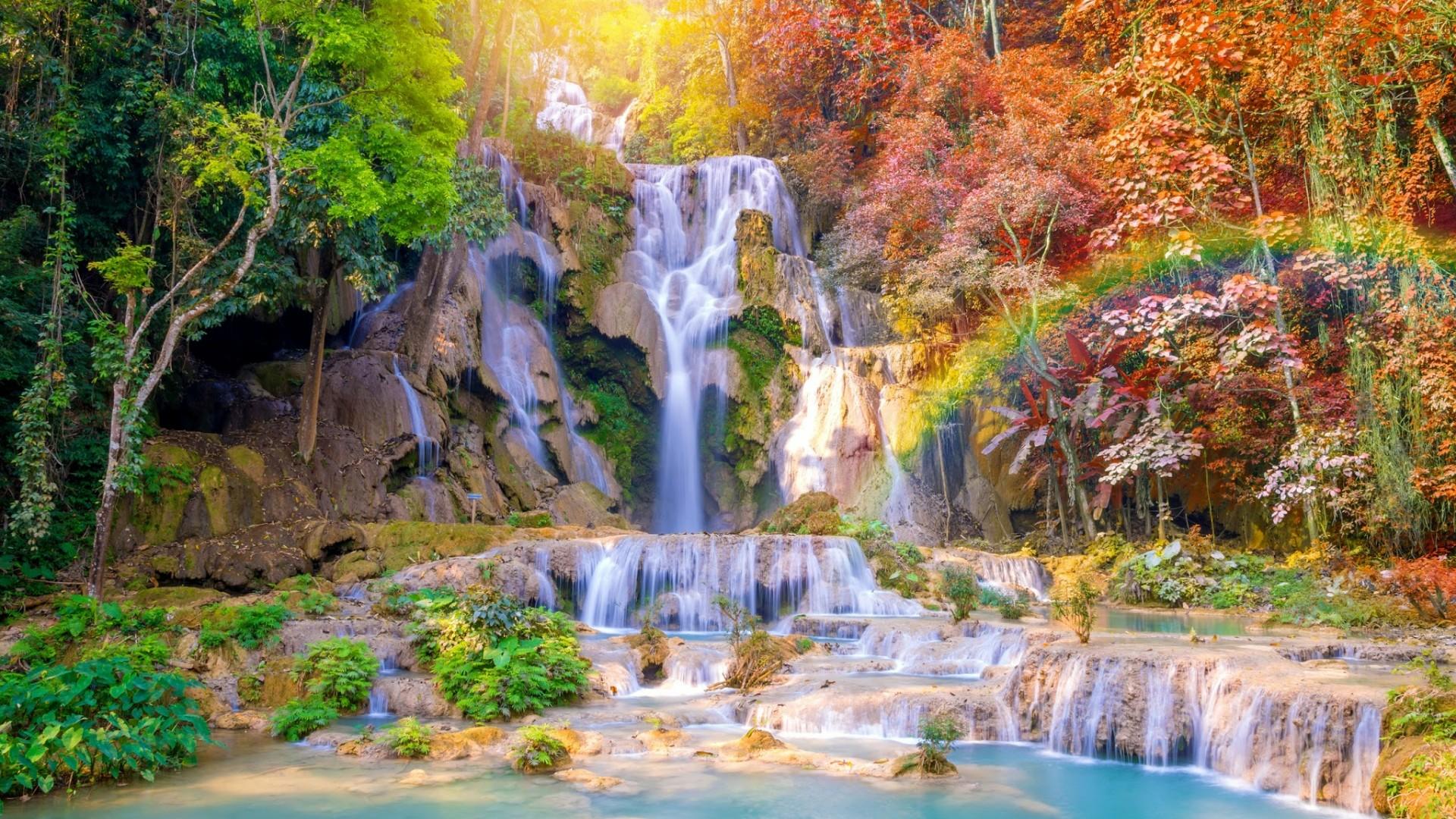 Laos Wallpaper - Kuang Si Waterfall 4k , HD Wallpaper & Backgrounds
