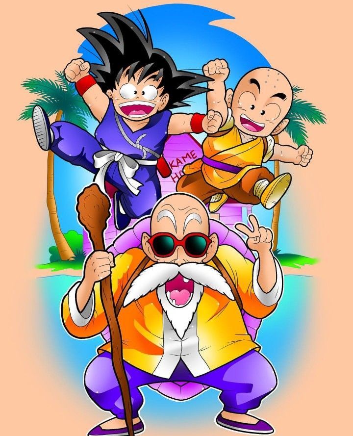 Goku, Krillin & Master Roshi, Dragon Ball , - Master Roshi Goku Krillin , HD Wallpaper & Backgrounds