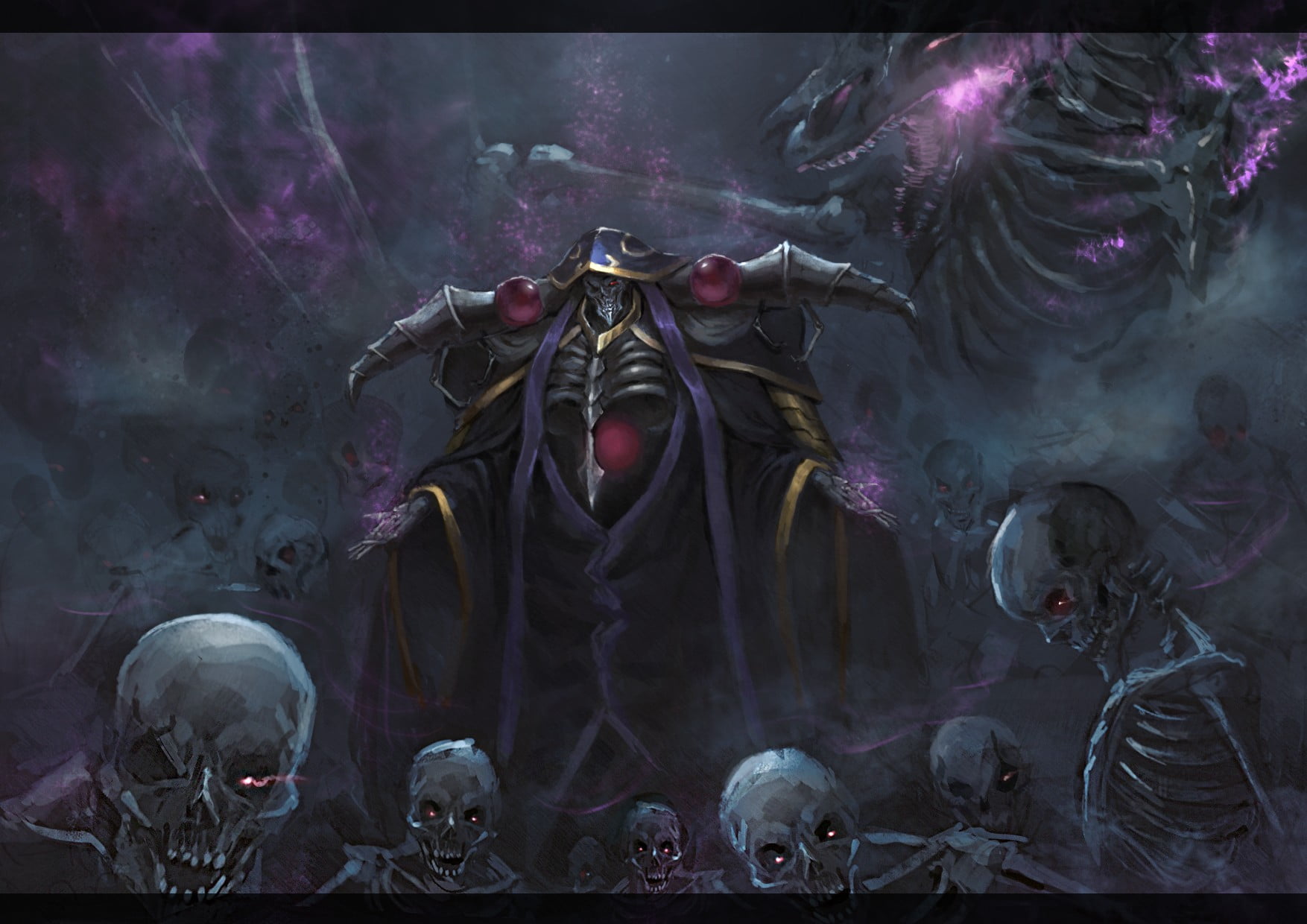 Skeleton Digital Wallpaper, Ainz Ooal Gown, Overlord - Overlord Ainz Ooal Gown , HD Wallpaper & Backgrounds