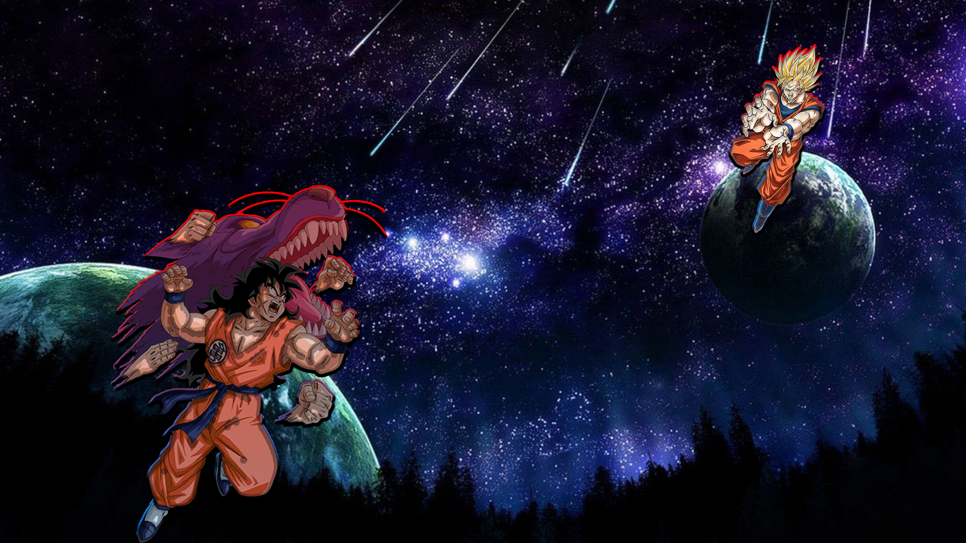 Yamcha V Goku - Space Background 1920x1080 Hd , HD Wallpaper & Backgrounds