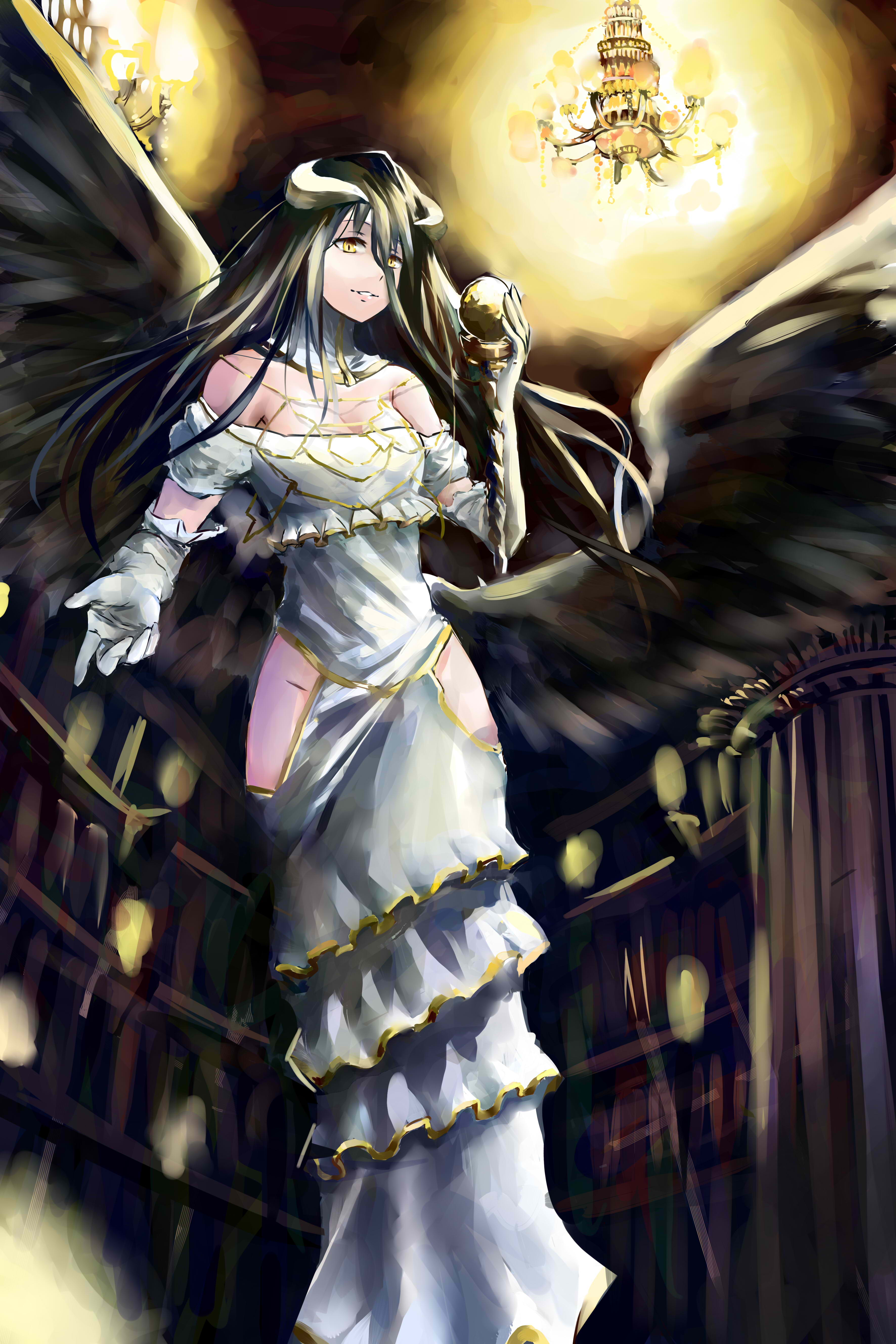 White Dress Black Hair Albedo Horns Overlord Albedo Arma Hd Wallpaper Backgrounds Download