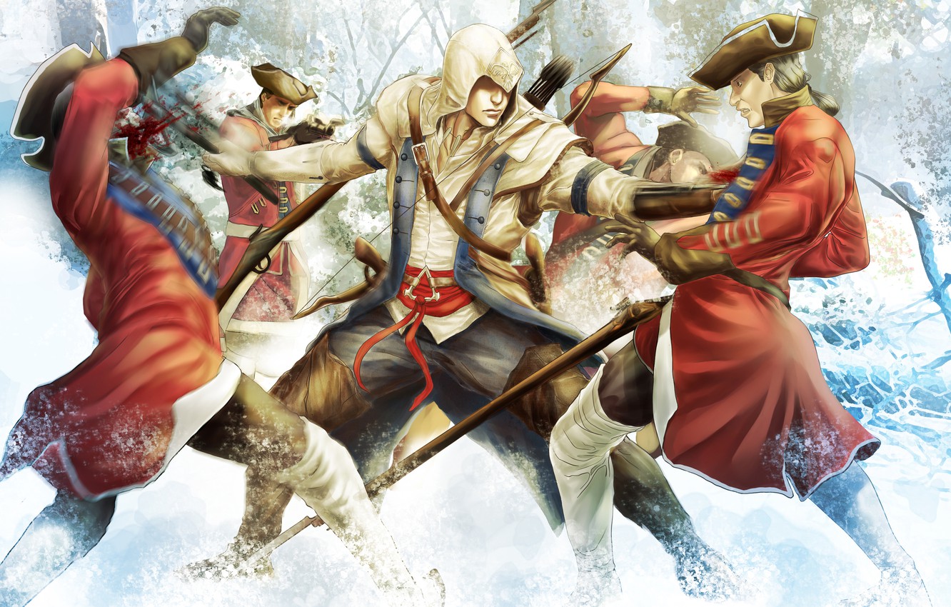 Photo Wallpaper Death, Hood, Soldiers, Killer, Assassin, - Assassin's Creed Connor Kill , HD Wallpaper & Backgrounds