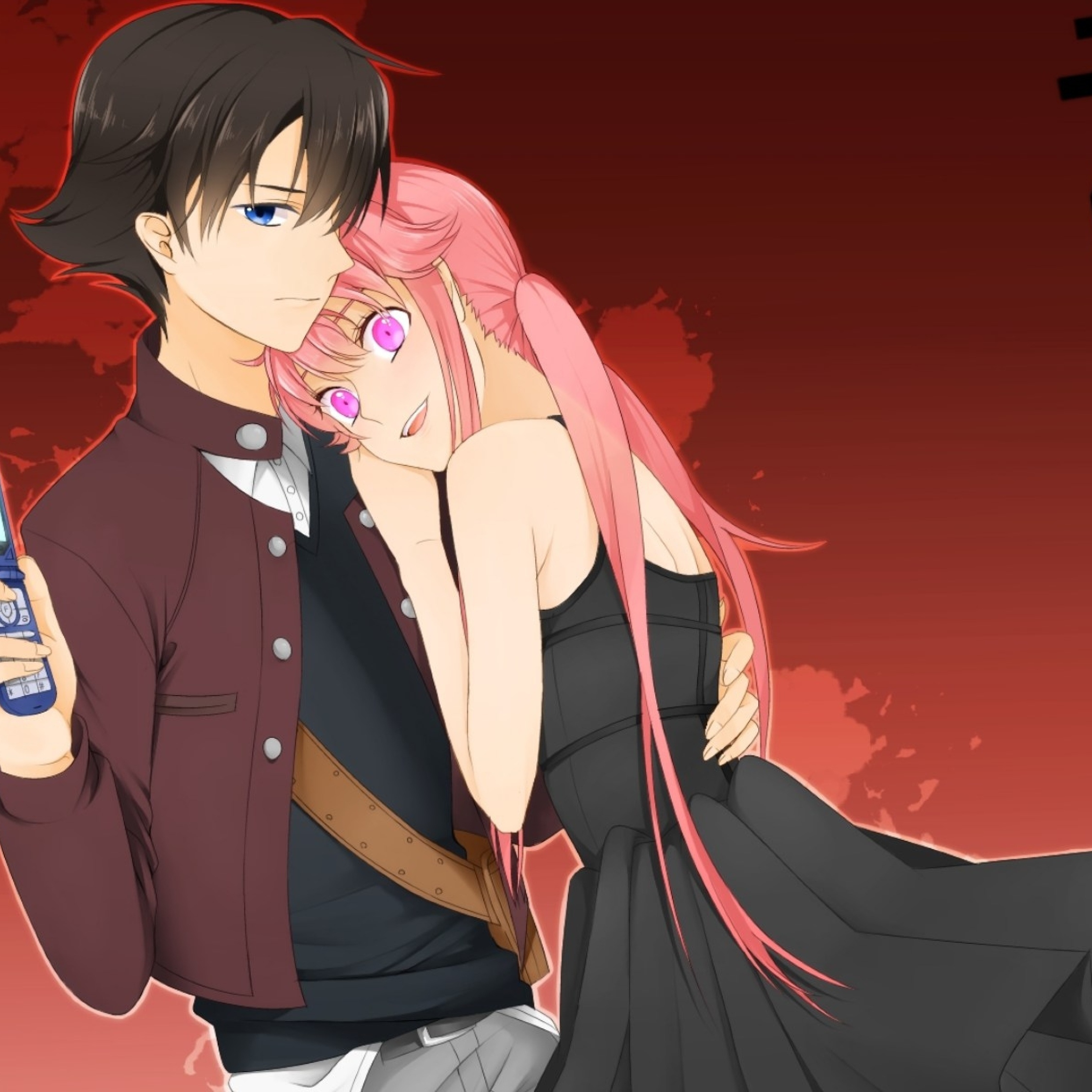 Mirai, Yandere, Anime, Fictional Character, Long Hair - Mirai Nikki Yuki X Yuno , HD Wallpaper & Backgrounds