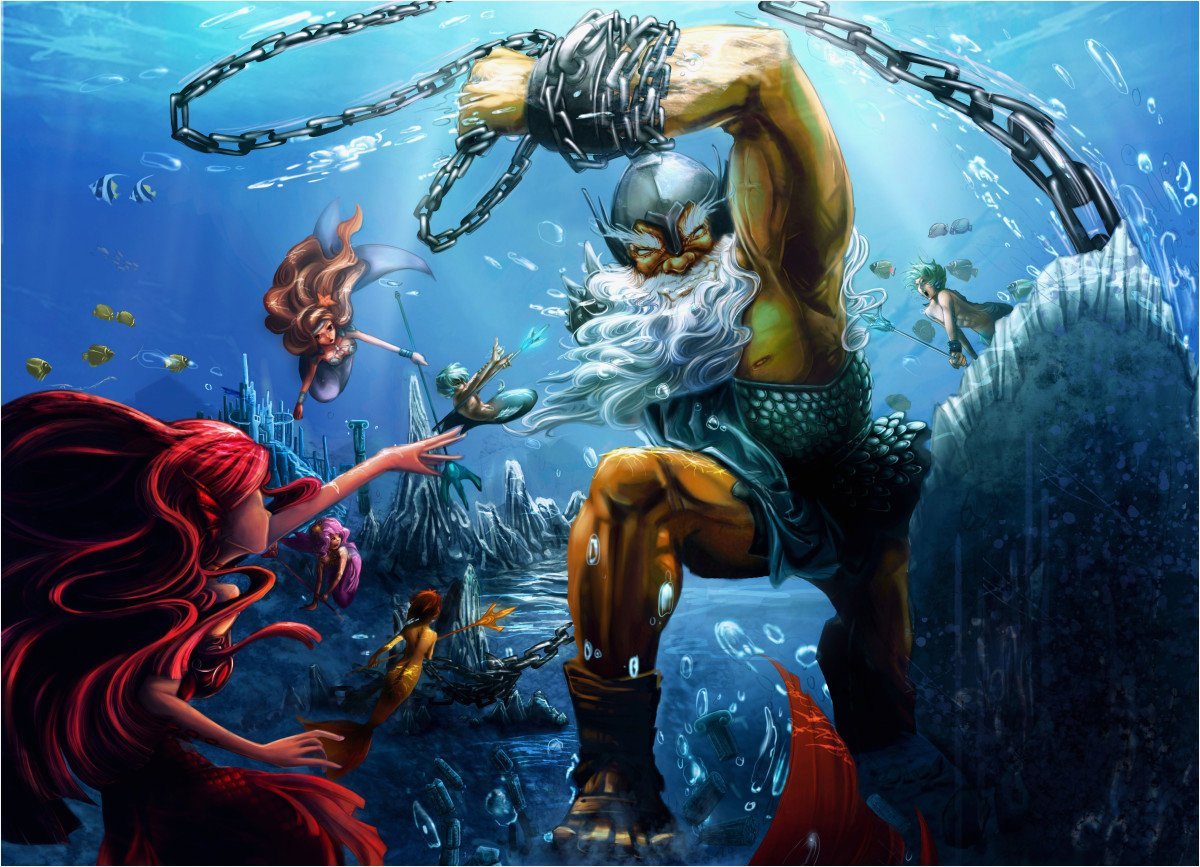 Greek Mythology Wallpaper Lovely Fantasy Art Mermaids - Underwater Warriors , HD Wallpaper & Backgrounds