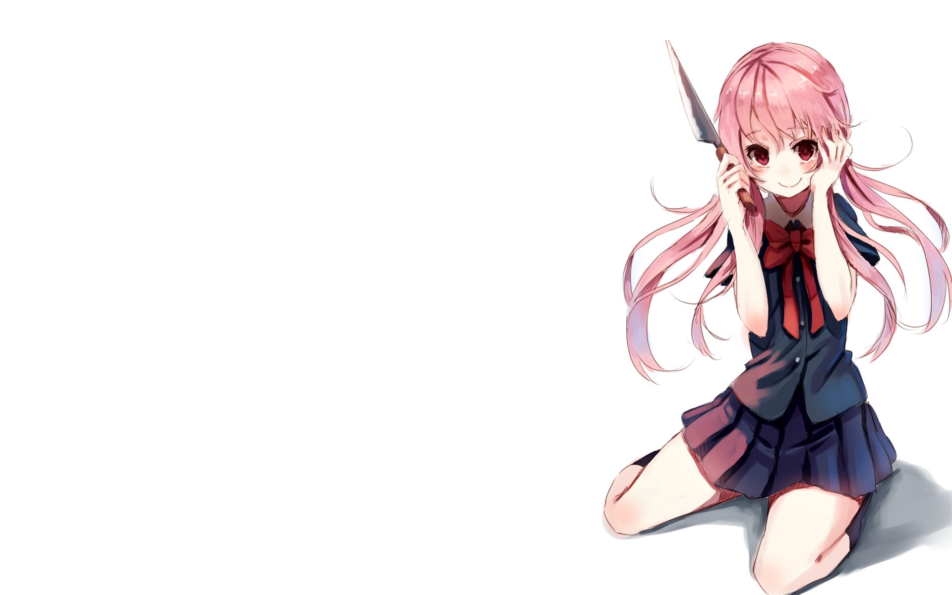 Future Diary - Anime Girl White Background , HD Wallpaper & Backgrounds