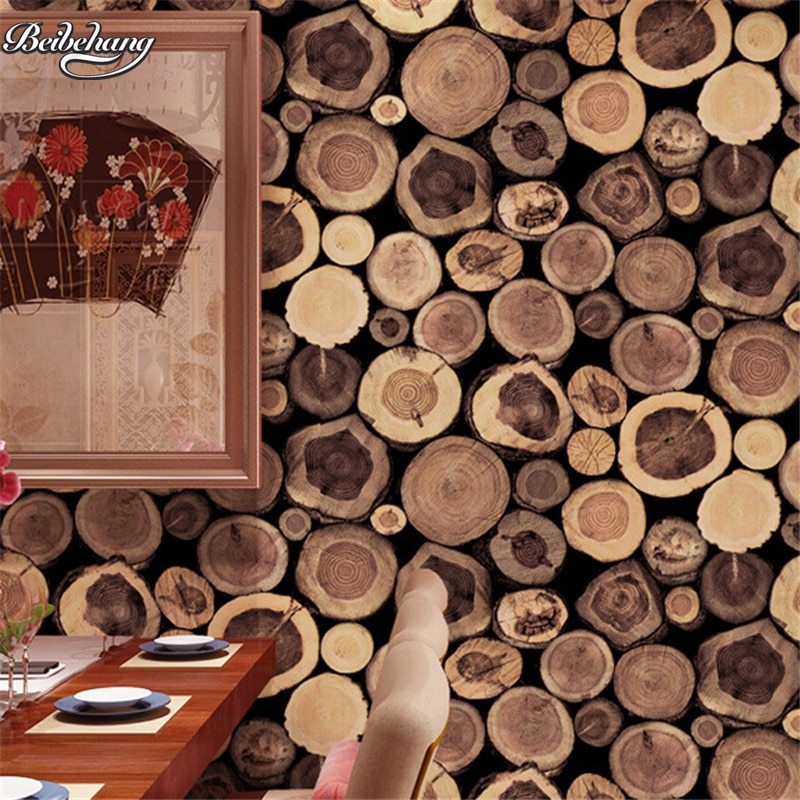Beibehang Imitasi Antik Cincin Teko Asli Ekologi Kayu - Wooden Wallpaper For Wall , HD Wallpaper & Backgrounds