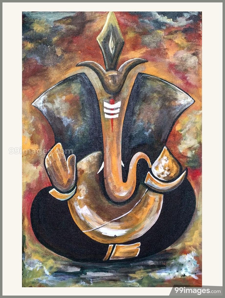 Om Hd Wallpapers 1080p - Ganesha Art Painting , HD Wallpaper & Backgrounds
