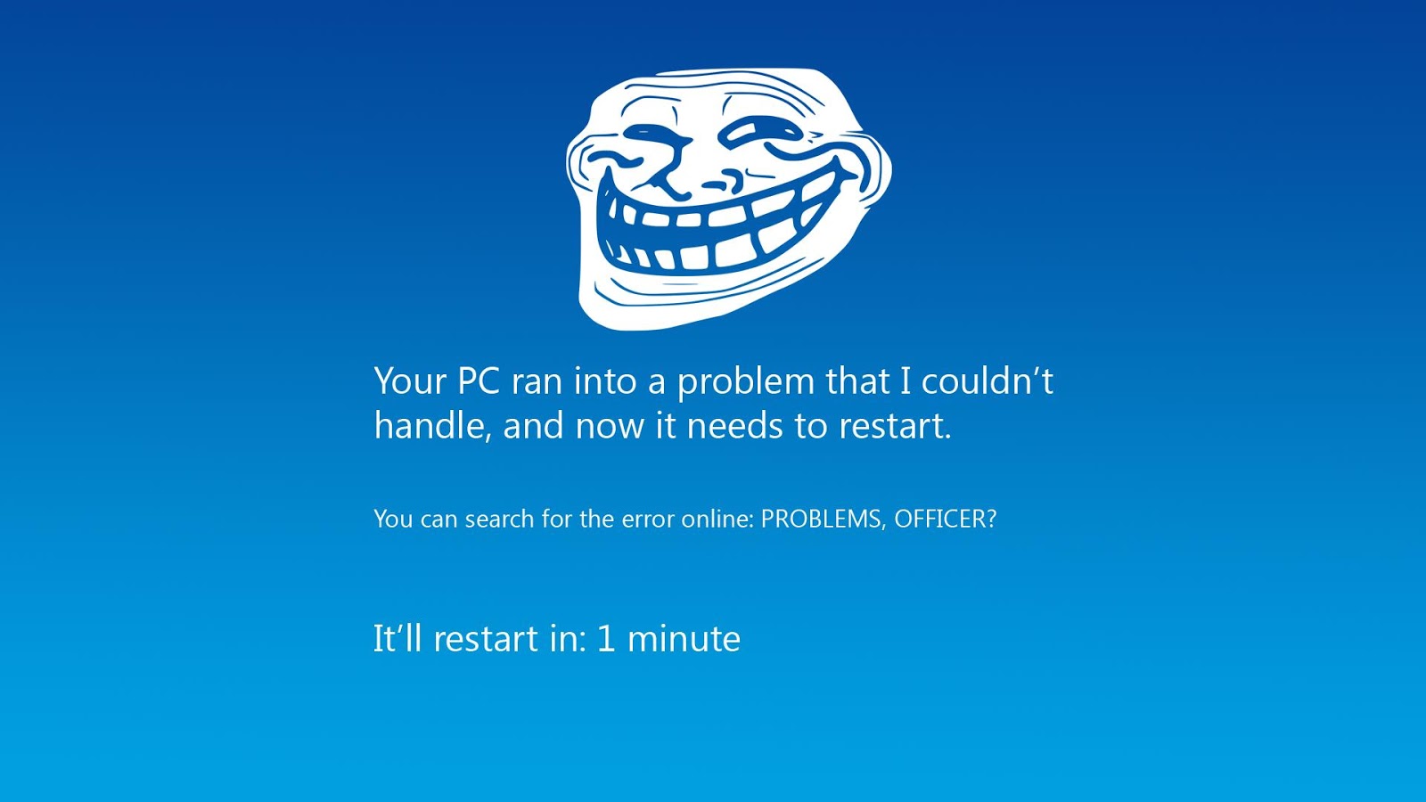 Blue Screen Windows 10 Troll , HD Wallpaper & Backgrounds