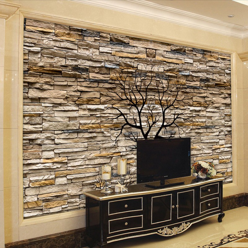 Custom Photo Wallpaper 3d Stone Wall Trunk Wallpaper - 3d Stone Wallpaper For Living Room , HD Wallpaper & Backgrounds