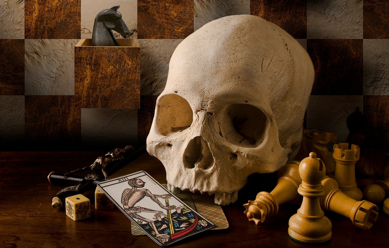 Photo Wallpaper Card, Style, Retro, Skull, Chess, Vintage, - Tarot Hd , HD Wallpaper & Backgrounds
