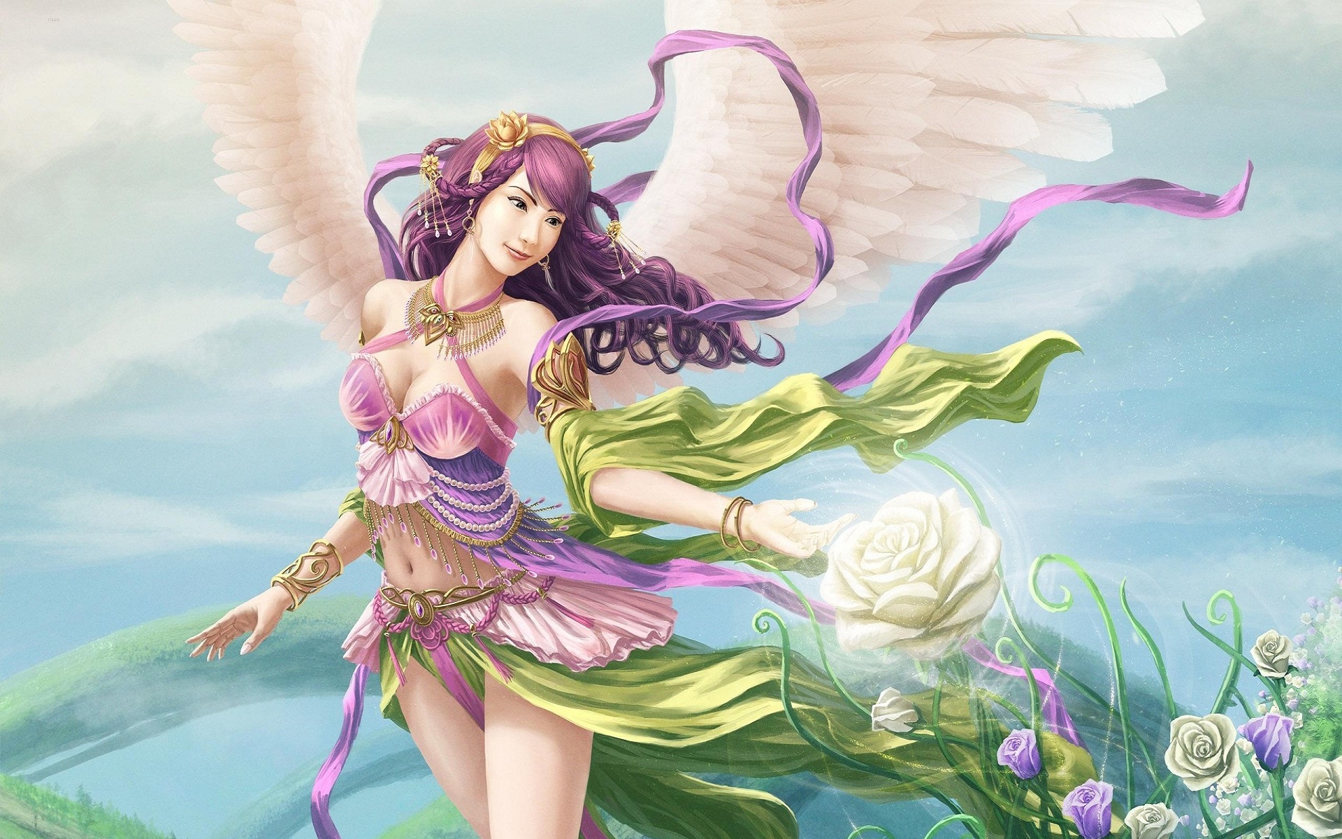 Hot Fantasy Girl Dreamy Wallpaper - Angel Of Lotus , HD Wallpaper & Backgrounds